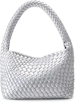 Woven Bag for Women, Small Vegan Leather Summer Beach Purse, and Travel Handbags Ladies' Retro Chic Shoulder Bags