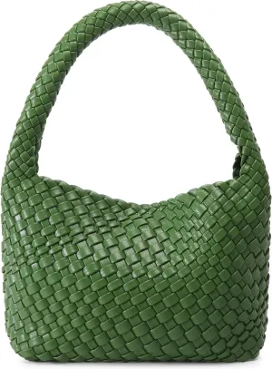 Woven Bag for Women, Small Vegan Leather Summer Beach Purse, and Travel Handbags Ladies' Retro Chic Shoulder Bags