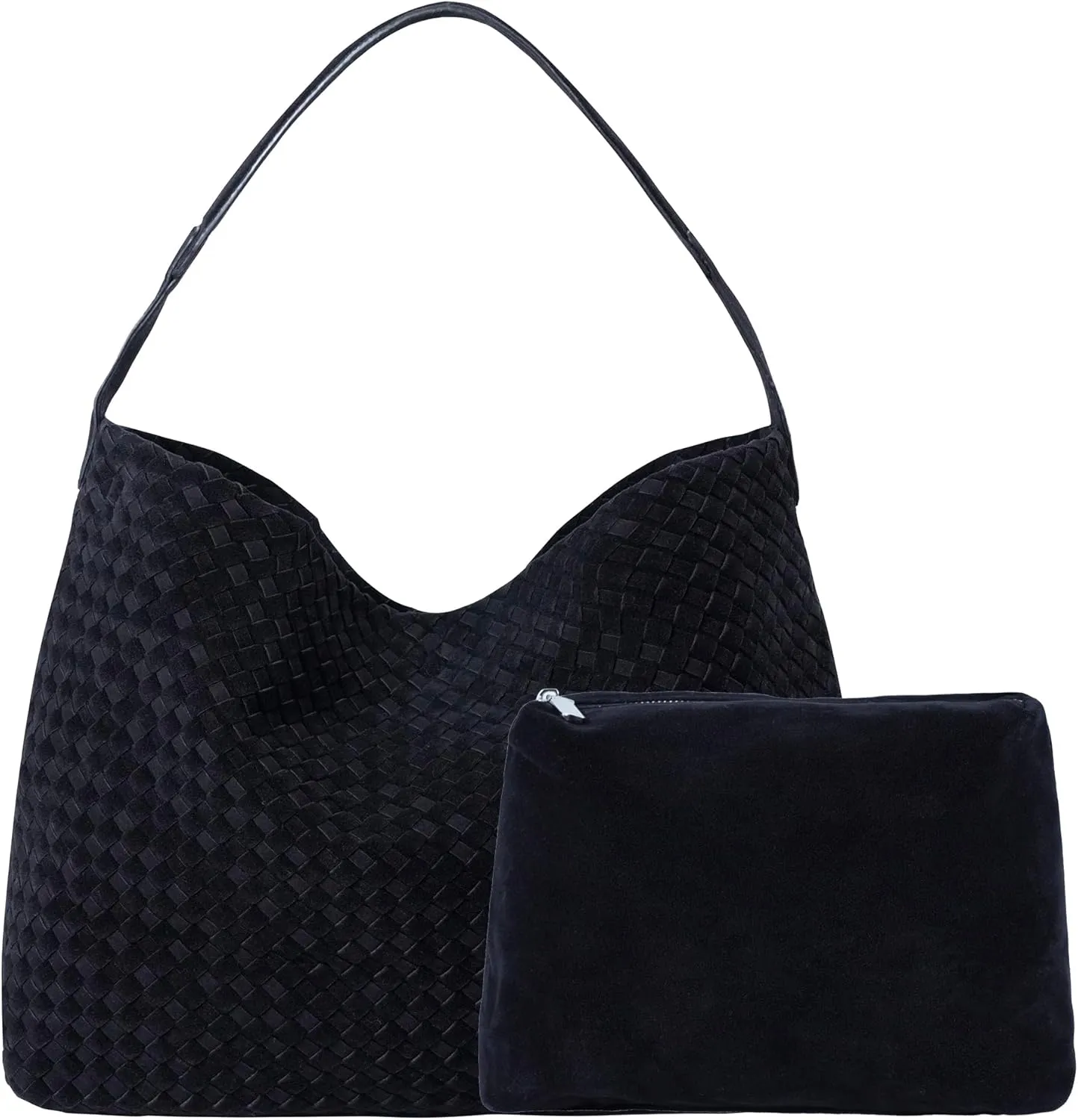 Woven Leather Tote Bag for Women, Vintage Large Suede Woven Purse, Vegan Leather Shoulder Bag Braided Handbag With Purse