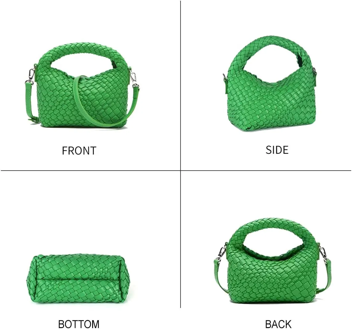 Woven Purse bag For Women, Small Crossbody Tote Bag with Detachable Shoulder Strap, Girls Top Handle Handbag