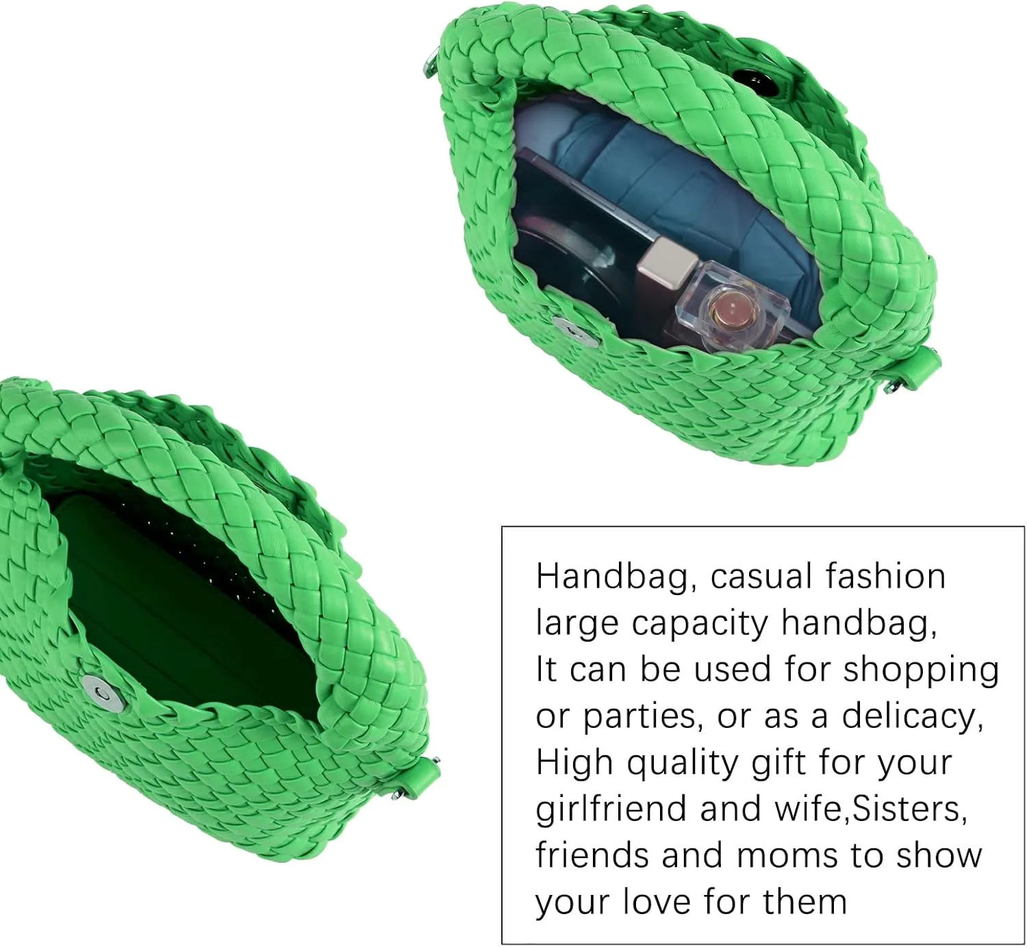 Woven Purse bag For Women, Small Crossbody Tote Bag with Detachable Shoulder Strap, Girls Top Handle Handbag