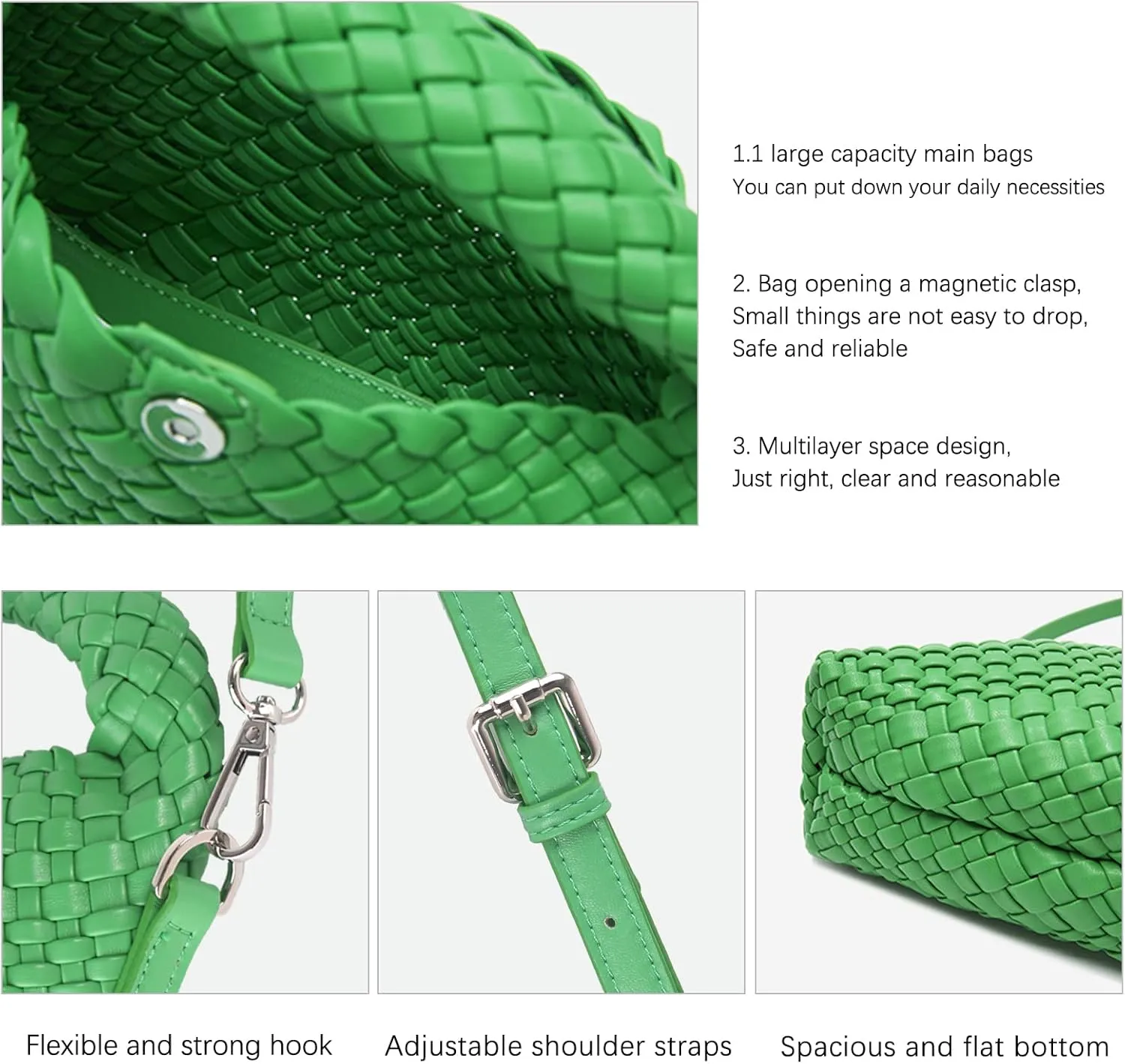 Woven Purse bag For Women, Small Crossbody Tote Bag with Detachable Shoulder Strap, Girls Top Handle Handbag