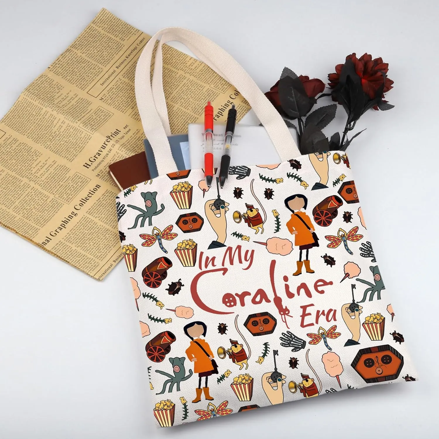 WSNANG Horror Cartoon Movie Gift Thriller Fantasy Cartoon Movie Tote Bag Fantasy Film Lover Gift Ghost Mother Merchandise