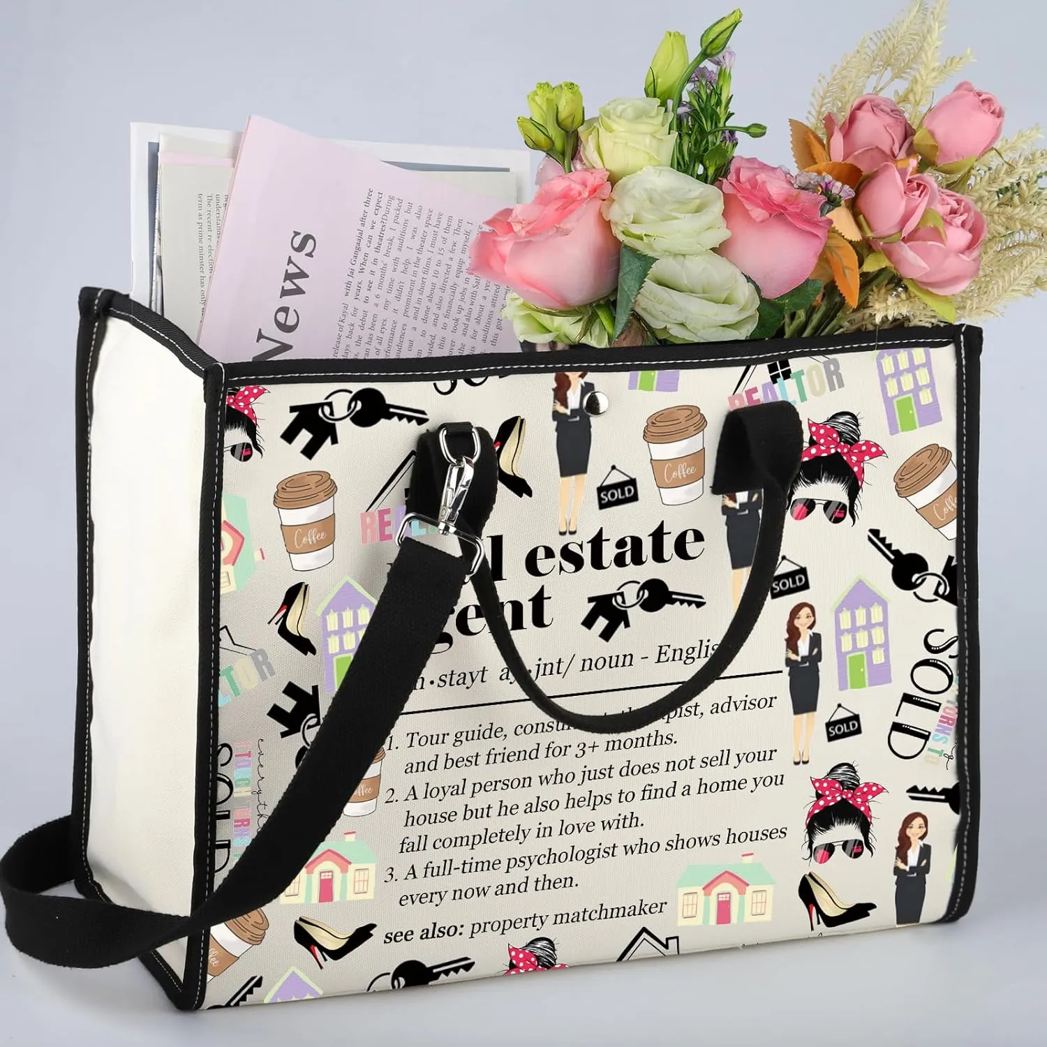 WSNANG Real Estate Agent Tote Bag Realtor Appreciation Gift Thank You Gifts for Realtor Real Estate Agent Shoulder Bag
