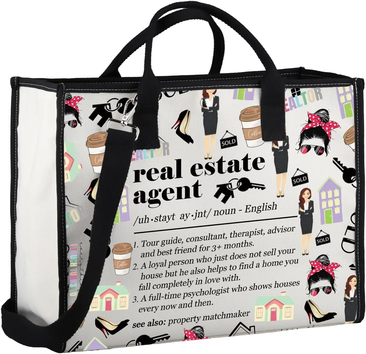 WSNANG Real Estate Agent Tote Bag Realtor Appreciation Gift Thank You Gifts for Realtor Real Estate Agent Shoulder Bag