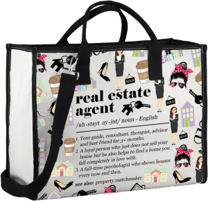 WSNANG Real Estate Agent Tote Bag Realtor Appreciation Gift Thank You Gifts for Realtor Real Estate Agent Shoulder Bag
