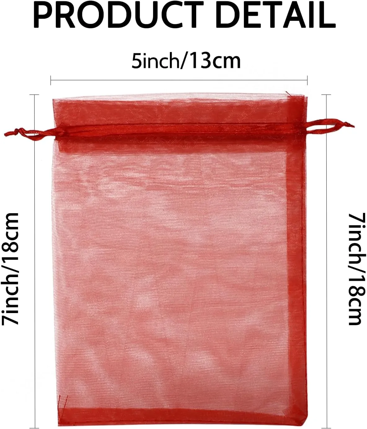 Wudygirl 100PCS Organza Bags 5X7 Inch Favor Bags Jewelry Bags Drawstring for Christmas Candy Wedding Favor Party Baby Shower(Red 5X7)