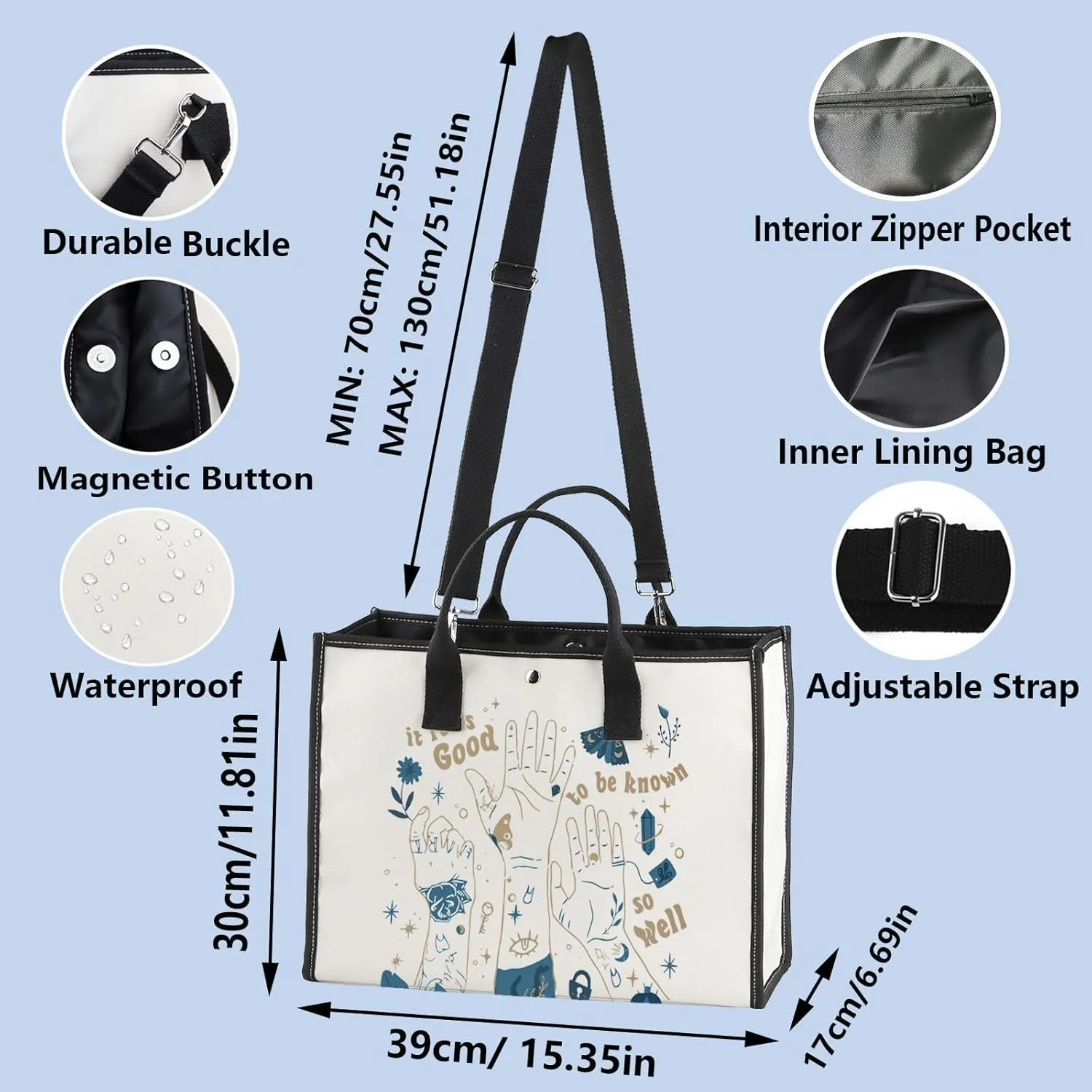 WZMPA Singer Lyric Tote Bag Singer Album Fans Gift If Feels Good To Be Know So Well Musical Shoulder Bag Singer Merchandise