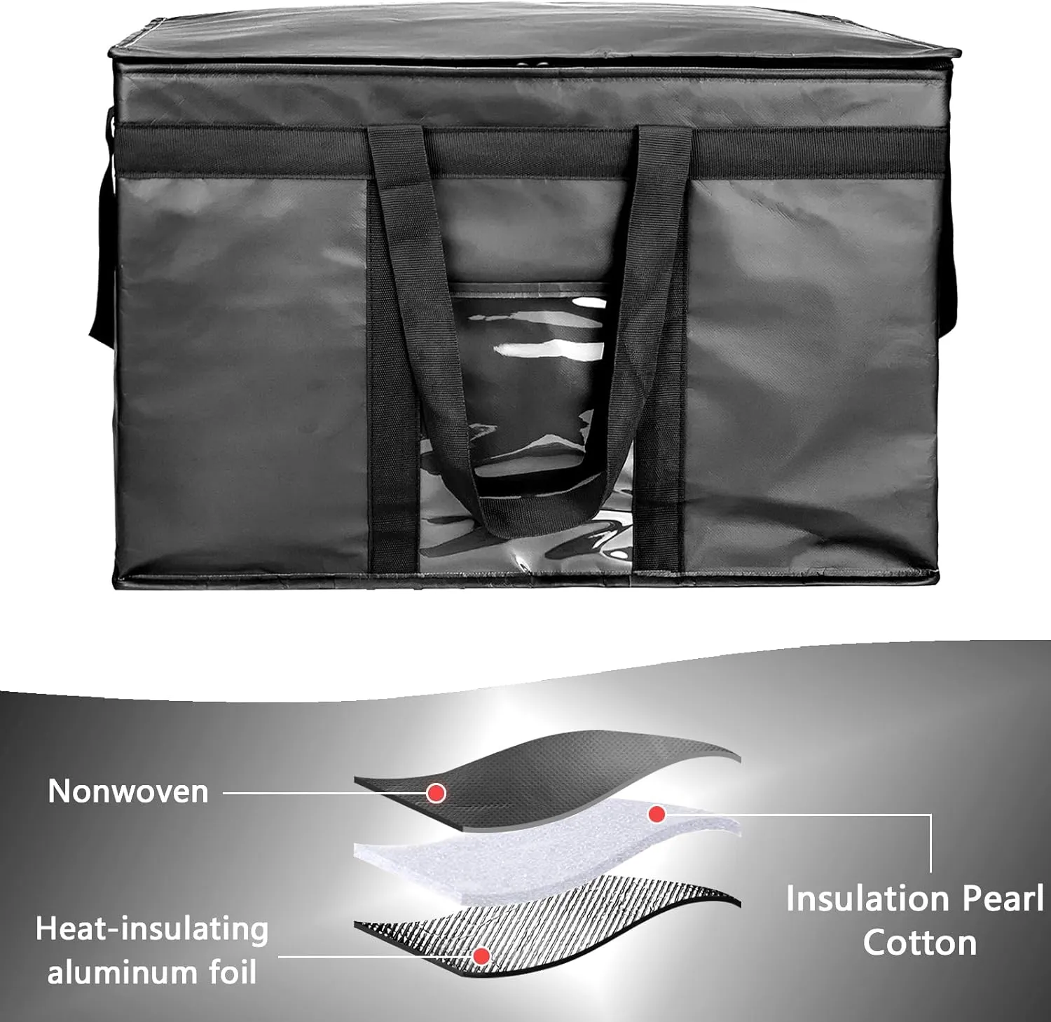 Yalin XXXL Large Insulated Cooler Bag, Styrofoam Cooler of Keep Food Hot or Cold, Reusable Double Zipper Food Delivery Bag for Grocery Shopping, 23" W x 15" H x 14" D