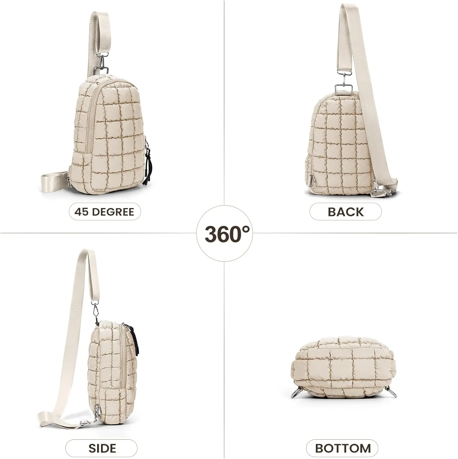 YFGBCX Puffer Bag Quilted Sling Bag for Women Crossbody Purse Sling Backpack Quilted Fanny Pack Puffy Chest Purse