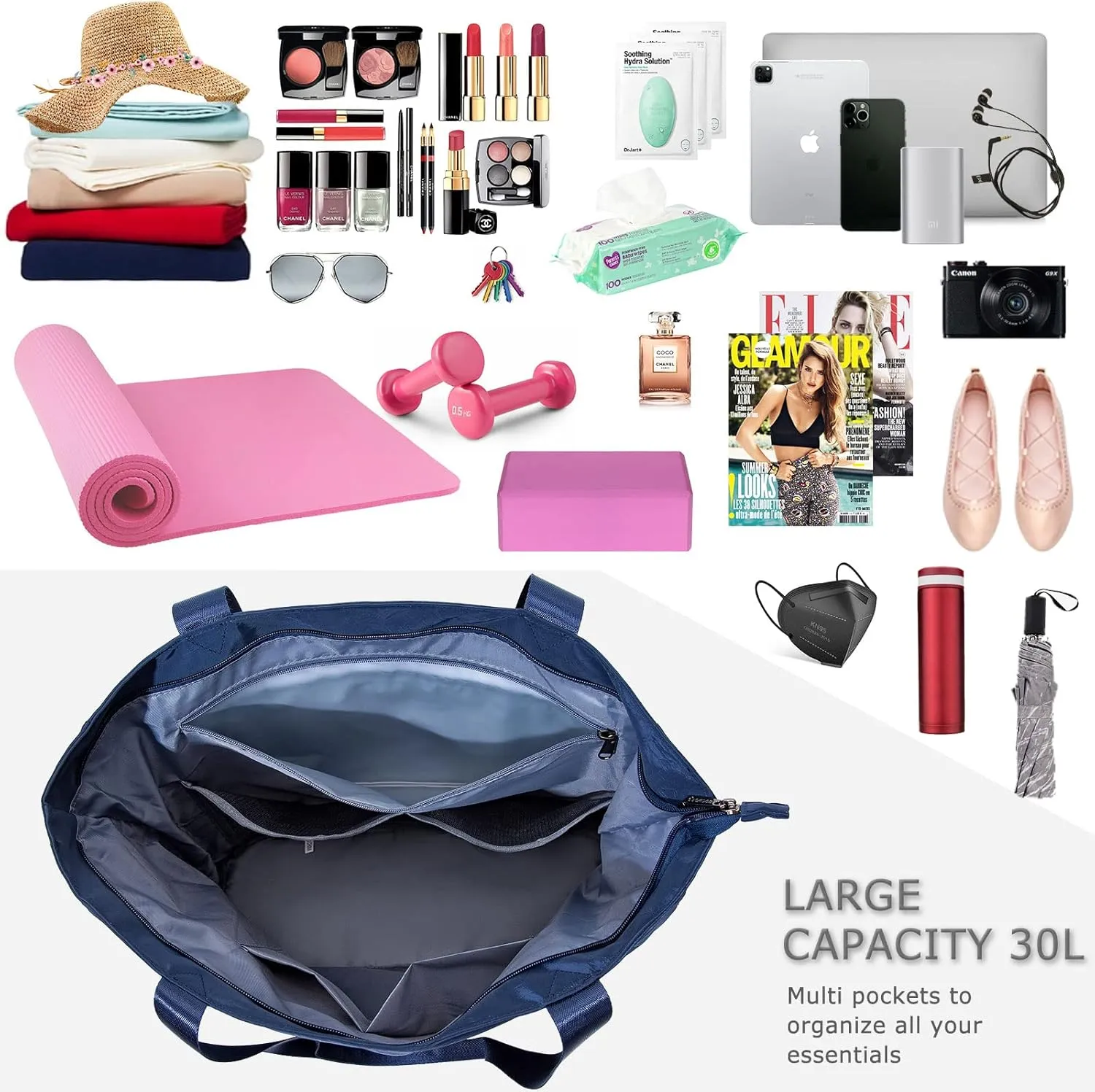 Yoga Mat Bag - Waterproof Shoulder Gym Bag with Yoga Mat Holder & Wet Pocket for Gym, Pilates, Travel, Beach and Daily Use