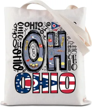 ZJXHPO Ohio State Trip Tote Bag Ohio Travel Gift Ohio Souvenir Ohio Vacation Shopping Bag Ohio Holiday Handbag
