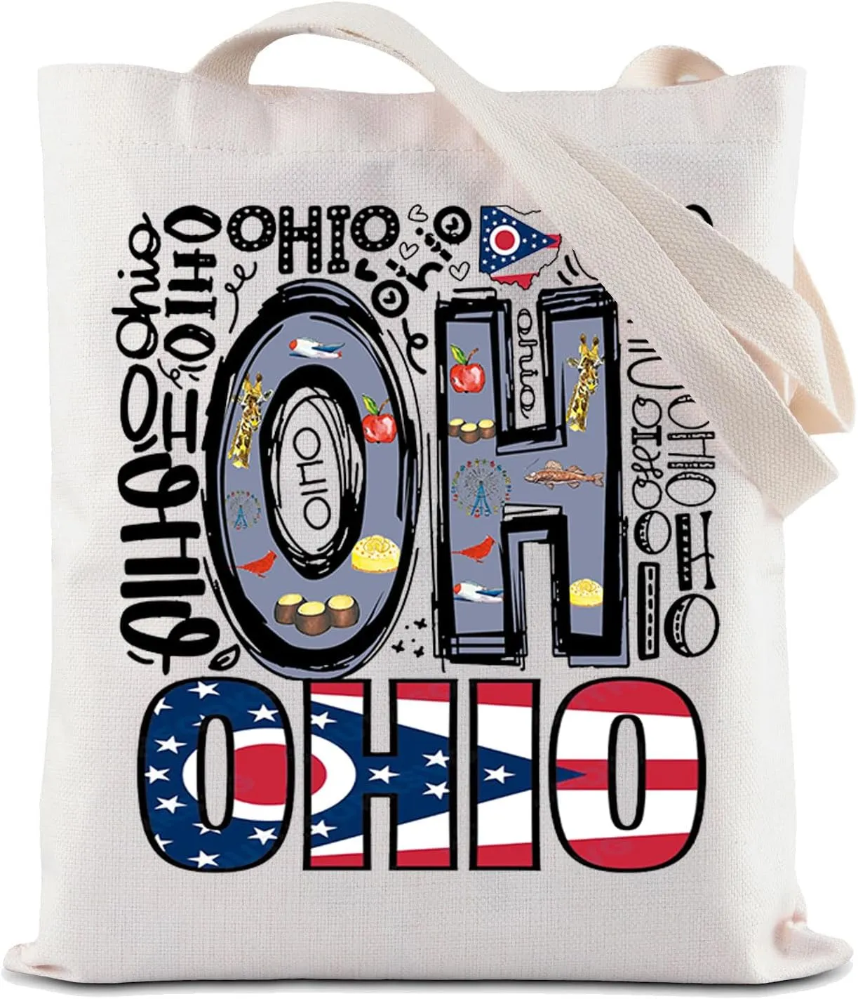 ZJXHPO Ohio State Trip Tote Bag Ohio Travel Gift Ohio Souvenir Ohio Vacation Shopping Bag Ohio Holiday Handbag