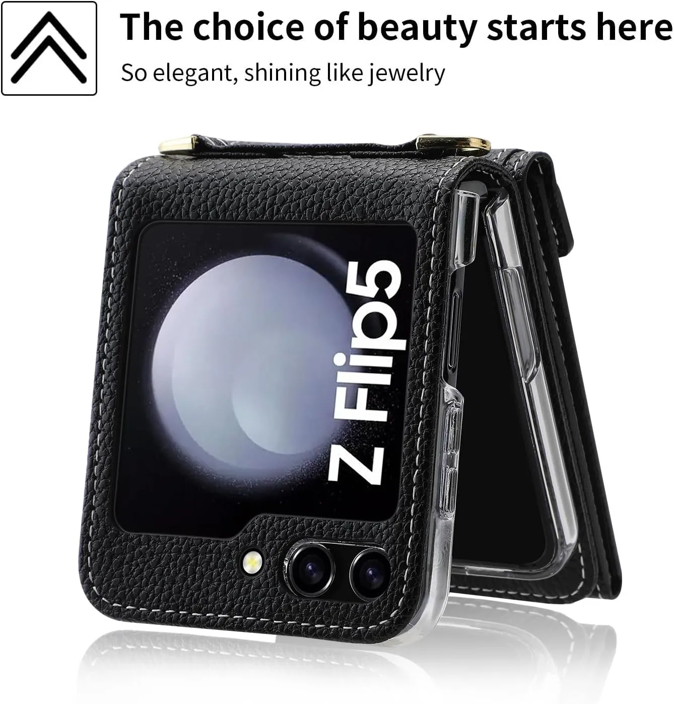 ZORSOME for Samsung Galaxy Z Flip 5 5G Crossbody Bag Wallet Case, Love Wallet Purse Stand Case for Samsung Galaxy Z Flip 5 5G with Detachable Lanyard   Wrist Strap for Women,Black